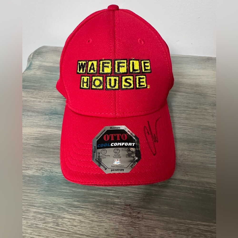 Red Waffle House Hat signed by Chris Janson